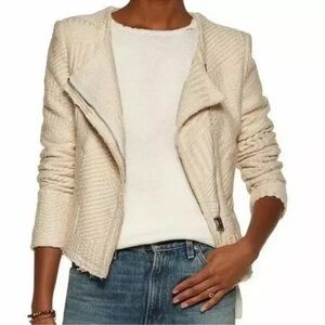 IRO Ivory Knit Zipper Moto Blazer Jacket EU 40